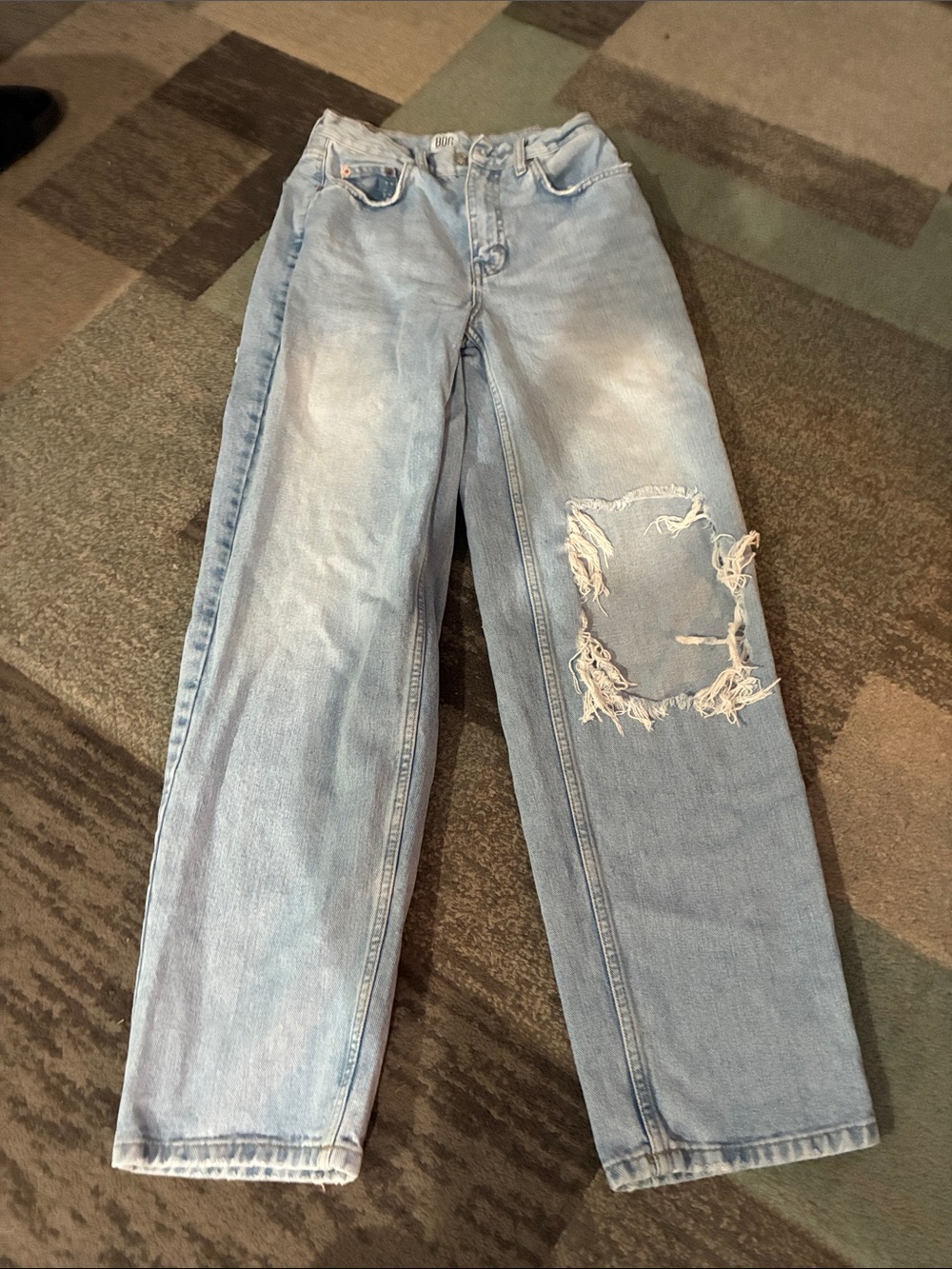 Urban Outfitters Light Blue High-Rise Baggy Distressed Jeans